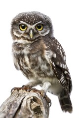 Naklejka premium Cute spotted owl perched branch