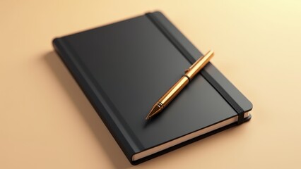 Black Notebook With Golden Pen