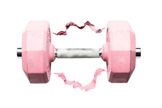 Pink dumbbell with a transparent background for fitness activities