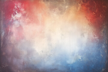 Fototapeta premium Abstract textured background with soft colors blending harmoniously, featuring shades of red, orange, white, and blue. This artwork evokes sense of calm and creativity