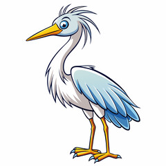 great egret on white background