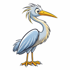 great egret on white background