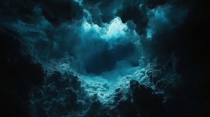 Fototapeta premium Deep Sea Abyss with Dark Teal Gradient Blending into Black