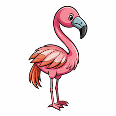 pink flamingo isolated on white