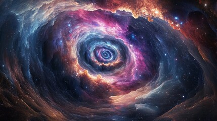 Cosmic Vortex A Swirling Nebula of Interstellar Dust and Stars, Perfect for Sci-Fi Projects.