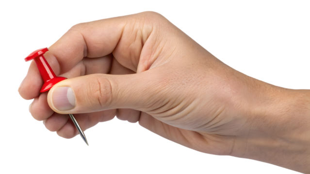 hand holding a red pin