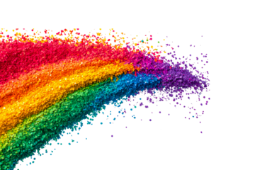 Colorful rainbow made of glitter on transparent background