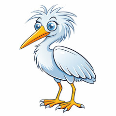illustration of a cartoon snowy egret bird