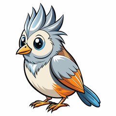 vector illustration of a tufted titmouse bird