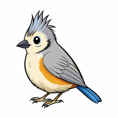 vector illustration of a tufted titmouse bird