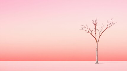 Obraz premium Symbolic resilience: a lone tree in minimalistic pink landscape