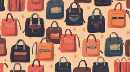 School bag seamless pattern. Texture background with school backpack, education theme. Back to school, wallpaper template. flat vector illustration