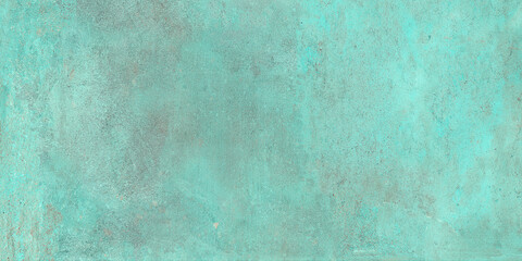 Greenish cyan-colored plaster on the wall, cement and concrete texture for the pattern and background, brush-painted grungy rough surface, used for ceramic floor and wall tile design.