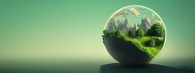 Fototapeta premium Green world background with Copy space, Earth day, Environment protection concept