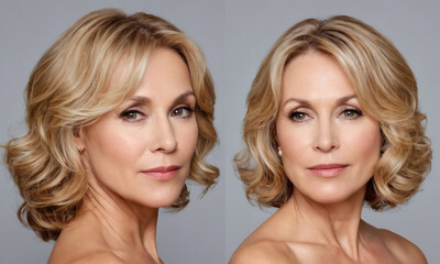 Stunning 50s Mature Woman Smiling at Camera – Radiant Skin & Confidence