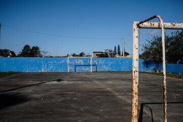 Empty football court in rural area