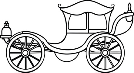 fantasy carriage line art,fantasy carriage outline coloring book page 