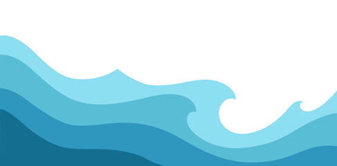 Abstract blue waves illustration on white background. Vector pattern. Art line ornament. Water Wave Logo abstract design.