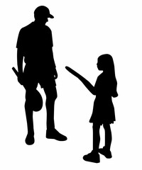 Silhouette of Tennis Lesson for a Child by Her Father
