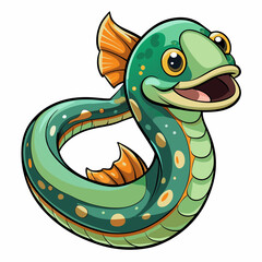 cartoon eel fish on white