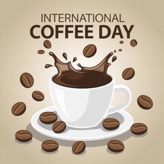 Obraz premium International Coffee Day Coffee Splash Illustration