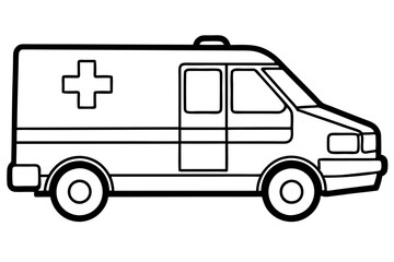ambulance line art silhouette vector illustration © Pinak
