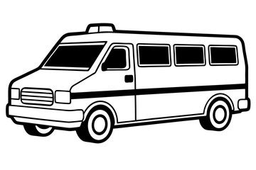 ambulance line art silhouette vector illustration