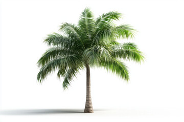 Obraz premium Isolated palm tree with tall trunk and wide canopy natural environment close-up view tropical concept highlighting beauty and serenity