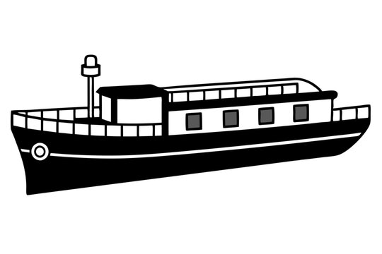 black and white boat clip art preview