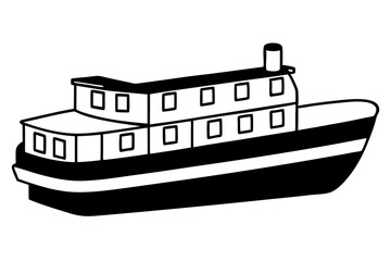 Obraz premium barge line art silhouette vector illustration