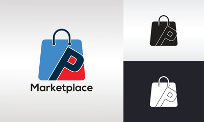 letter p and shopping bag logo
