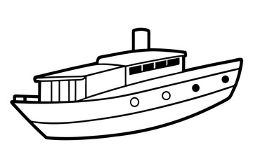 Fototapeta premium boat line art silhouette vector illustration