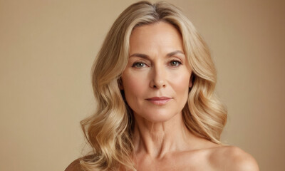 Confident 50s Woman Looking at Camera – Skincare & Aging Gracefully