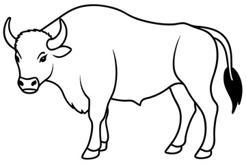 buffalo line art silhouette vector illustration