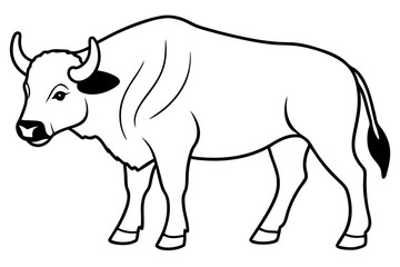 buffalo line art silhouette vector illustration