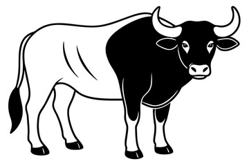 buffalo line art silhouette vector illustration