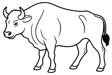 buffalo line art silhouette vector illustration
