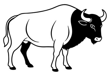 buffalo line art silhouette vector illustration