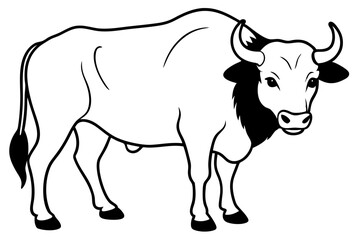 buffalo line art silhouette vector illustration