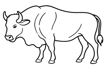 buffalo line art silhouette vector illustration