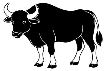buffalo line art silhouette vector illustration