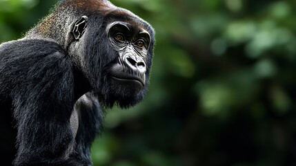 Obraz premium Gorilla observing its surroundings in the jungle wildlife photography close-up shot nature intimate perspective