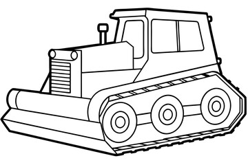 bulldozer line art silhouette vector illustration