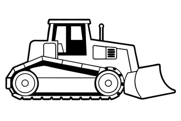 bulldozer line art silhouette vector illustration
