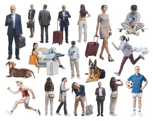 Diverse people standing and waiting
