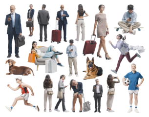 Diverse people standing and waiting