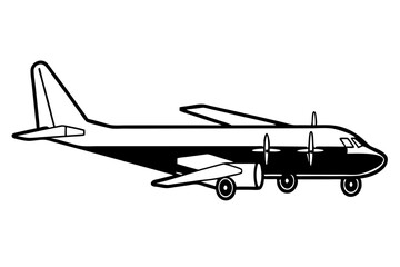 cargo plane line art silhouette vector illustration