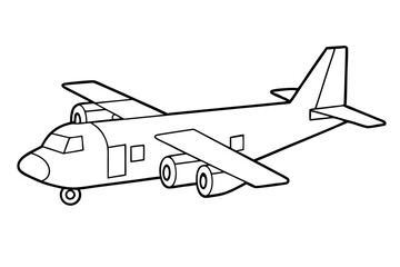 cargo plane line art silhouette vector illustration