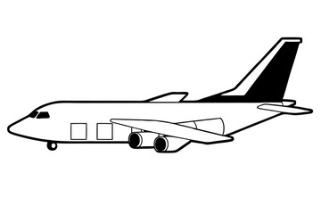 cargo plane line art silhouette vector illustration