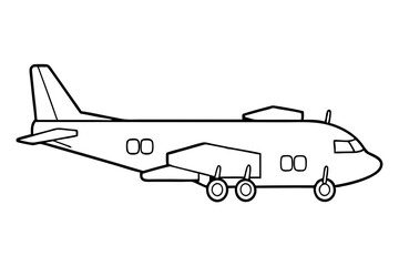 cargo plane line art silhouette vector illustration